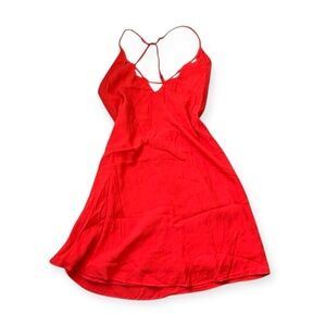 Forever 21 Women's Vibrant Red Mini Strappy Backless Party Club Dress, Size M